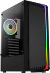 Bionic RGB ATX Mid Tower Case,Tempered Glass Side Panel + 1x 12cm RGB Fan,Black