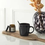 HOME DECO FACTORY, KA0138, Mug Noir avec Liseré Doré 40Cl - Porcelaine Durable, Design Élégant, Confort Ergonomique, Idéal pour Café, Thé ou Desserts - Taille 40Cl, Couleur Noir/Or