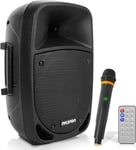 Pyle Haut-Parleur de sonorisation Bluetooth Portable 800 W - Subwoofer de 8 Pouces, voyants de Batterie LED avec Batterie Rechargeable intégrée, Lecteur de Carte MP3/USB/SD et Microphone sans Fil UHF