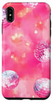 Coque pour iPhone XS Max Aquarelle rose tropical rétro Lucky Disco 8 Ball Pattern