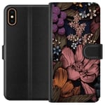 Apple iPhone X Sort Lommebokdeksel Tecknade blommor