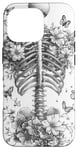 iPhone 16 Pro Skeleton Ribcage Anatomy with Flowers Butterflies Case