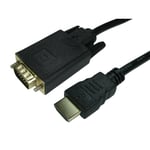 HDMI to VGA Cable 1.8M Adapter HDMI to VGA Cable D-Sub Monitor GOLD PLATED Black