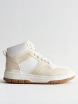 New Look Faux Leather High Top Trainers - White, White, Size 4, Women