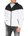 Build Your Brand Men's By129-2-tone Tech Windrunner Windbreaker, White/Black, XL