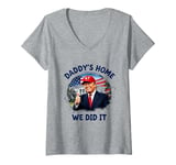 Womens Trump 2024 Wins White House Daddy's Home Take America Back V-Neck T-Shirt