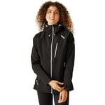 Regatta Femme Veste Technique Protectrice Birchdale Imperméable Respirante avec Capuche Réglable Poche À la Jackets Waterproof Shell, Black(White), FR : 2XL (Taille Fabricant 20) EU