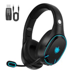 PHOINIKAS Q6 Casque Gaming sans Fil avec Double Puces, Bluetooth 5.3 pour Téléphone/Ordinateur Portable, USB sans Fil 2,4GHz pour PC/PS4/PS5/TV, Microphone Antibruit Amovible, 30 Heures, LED