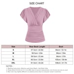 Slim Fit Ruched Blouse Cross Front V Neck Short Sleeved Blouses Shirts Top For