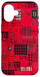 Coque pour iPhone 16 Carte mère vintage à carreaux rouge