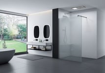 Paroi de douche à l'italienne EX103S Verre blanc 10mm, profilé en acier inox 14mm, 200x110cm, ronde, Grafite noir