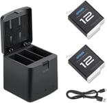 Hero 12 Batterie 1800mAh Enti?rement Compatible avec gopro Hero 12 Batteries Hero 11/10/9 Batteries(Batterie 2-Pack, Chargeur ? 3 canaux,Type-C Fast Charge)