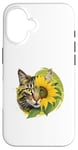 Coque pour iPhone 16 Chat mignon jaune assis parfum tournesol papillon