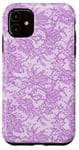 Coque pour iPhone 11 Vintage Mauve Dentelle Fleurs