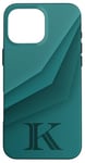 Coque pour iPhone 16 Pro Max Lettre géométrique monogramme vert sarcelle monogrammé initiale K