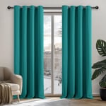 Deconovo Rideau Occultant Thermiques Anti Froid, Double Rideau Isolant Anti-Bruit, Économie d'Énergie, Idéal pour Chambre et Salon, 140x175 CM (Largeur x Hauteur), Turquoise, 2 Pièces