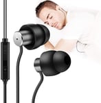 Écouteurs Bouchons d'oreille en Silicone Anti Bruit Casque Intra Auriculaires avec Micro et Contrôle du Volume 3.5mm Jack pour Dormir, Sport, Voyage, Méditation et Relaxation- Noir