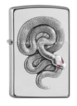 ZIPPO - Snake Emblem, Satin Chrome - Briquet tempête, Rechargeable, dans Un boîte Cadeau