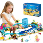 HOGOKIDS Ocean Roller Coaster Building Set - Blocs de Construction Aquarium 675 PCS avec Bateau Pirate et Dauphin Rail, Montagnes Russes Cadeau pour Enfants 6-12 Ans Filles Garçons