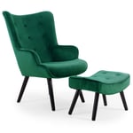 Fauteuil & Pouf Scandinave "Nomi" 100cm Vert