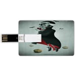 8G USB Flash Drives Credit Card Shape Vampire Memory Stick Bank Card Style Creepy Halloween Night Pumpkins and Old Vampire with Cape Flying Bats,Black Almond Green Red Waterproof Pen Thumb Lovely Jum