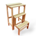 Tabouret Escabeau Marchepied 3 marches pliantes en bois massif - INTEC - Blanc - Stabilité - Pratique - Design