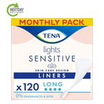 TENA Lights Long Liner, 120 Incontinence Liners for Women,Breathable & Unscented