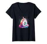 Womens Cute Unicorn Sushi Whimsical Rainbow Sushi Roll Art Design V-Neck T-Shirt