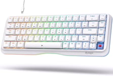 K68se Clavier Gamer Mécanique 60% Câblé avec Interrupteur Rouge,Rétroéclairage RVB,Ype-c Gaming Mechanical Keyboard Compact 68 Touches Anti-ghosting-US Layout,Blanc