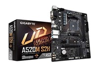 Gigabyte A520M S2H (AMD Ryzen AM4/MicroATX/4+3 Phases Digital PWM Gaming GbE LAN/NVMe PCIe 3.0 x 4 M.2/3 Interfaces/Q-Flash Plus/RGB Fusion 2.0/Carte mère)