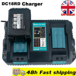 DC18RD Dual Port Rapid Battery Charger For Makita 18V Li-ion LXT BL1860B BL1850