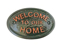 ROSE GOLD WELCOME TO OUR HOME - GARDEN OR FRONT DOOR WALL PLAQUE SIGN - NEW