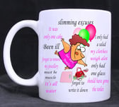 Slimming Excuses - Funny Novelty 11 oz Tea/Coffee Mug, birthday, Gift, Diet