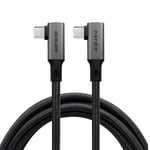 NÖRDIC vinklet 1m USB4 USB-C til C Nylonflettet kabel PD3.1 240W 40G 8K60Hz 4K144Hz Grå