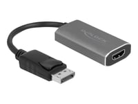 Delock - Video Adapter - Displayport Hann Låsing Til Hdmi, Usb-C (Kun Strøm) Hunn - 20 Cm - Grå, Svart - Aktiv Omformer, 8 K 60 Hz (7680 X 4320) Støtte