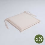 Lot de 6 coussins pour fauteuil pliant d'extérieur standard couleur beige Dimensions: 42x42x3 cm Résistant aux gouttes d'eau