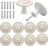 10PCS Vintage Tiroir de Porte Poignée, 35MM Bouton de Meubles, Rond Boutons de Tiroir, Laiton Boutons de Porte, Poignées de Meuble pour Placard Armoire Cuisine, Chambre d'enfant (Blanc)