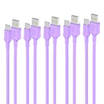 Lot de 5 câbles USB C 8 mm 100 cm,violet),gel de silice liquide câble USB type C 3 A,charge rapide et transmission USB type C Cable pour Samsung Galaxy S21,Huawei,Realme,Xiaomi