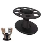 (Black)Plastic Round Hair Brush Comb Holder Display Rack Hair Styling Brush