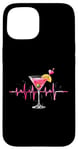 Coque pour iPhone 15 Verre à cocktail Motif battements de cœur Martini