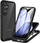 CENHUFO Coque Samsung S23 FE 5G, Antichoc Housse avec Protection d'écran, 360° Protégé Téléphone Etui Double Face Case Transparent Portable Intégrale Coque pour Samsung Galaxy S23 FE 5G - Noir