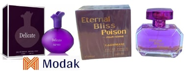 Modak 2 Pack women Perfume Delicate, Eternal Bliss Poison EDP 100ml