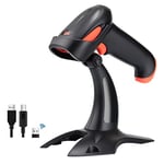 Tera Pro Lecteur de Code à Barres Bluetooth sans Fil 2.4GHz 1D/2D Douchette de Code Barres avec USB2.0 Scan Automatique Rapide et Précis, Support Mains Libres, HW0002 Corail