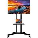 Yaheetech Support TV sur Pied Mobile Meuble TV avec Gestion des Câbles pour 32 à 65 Pouce écrans/LCD/LED/Plasma VESA 200x200 mm à 600x400 mm Hauteur Réglable, Support à 2 Barre, Charge Max de 50kg