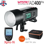 UK Godox AD400Pro 400Ws TTL HSS Outdoor Flash+Xpro-N for Nikon+Free Carry Case
