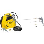 Stanley AIR KIT Compresseur Ultra compact et portatif sans cuve 1,5HP/8bar avec accessoires 1868 & BGS 3215 | Soufflette à air comprimé | fonte d’aluminium | 3 buses