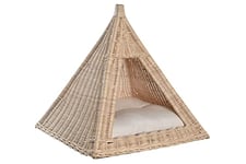 DRW Lit Tipi pour Chien ou Chat en Fibre Naturelle avec Matelas 45 x 45 x 45 cm