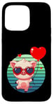 Coque pour iPhone 15 Pro Max Saint Valentin Porcinet Cœur Amoureux Amour Ballon Mignon