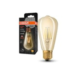 OSRAM Vintage 1906 Lampe à LED de filament doré en verre Edison, socket E27, 725 lumens, remplacement de 55 W, blanc chaud (2400k), dimmable