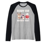 Kids Christmas Costume READY FOR SANTA'S VISIT Funny Raglan Baseball Tee